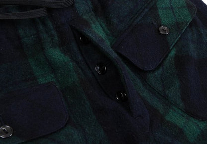 GANRYU Wool Poly Check Bush Pants Green Size S