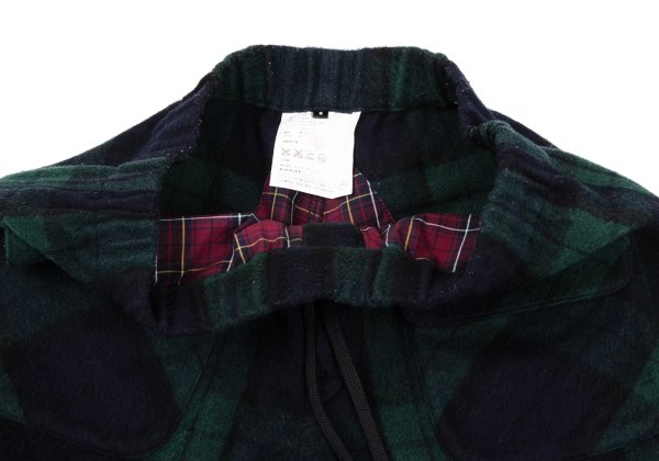 GANRYU Wool Poly Check Bush Pants Green Size S