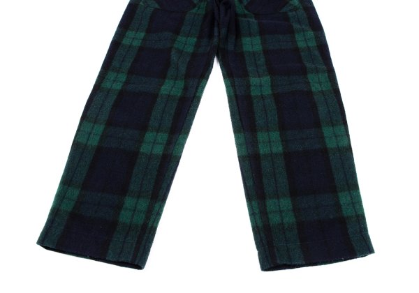 GANRYU Wool Poly Check Bush Pants Green Size S