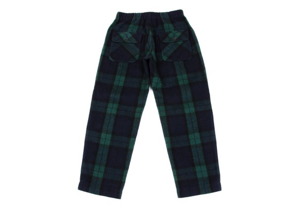 GANRYU Wool Poly Check Bush Pants Green Size S