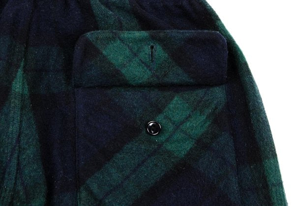 GANRYU Wool Poly Check Bush Pants Green Size S