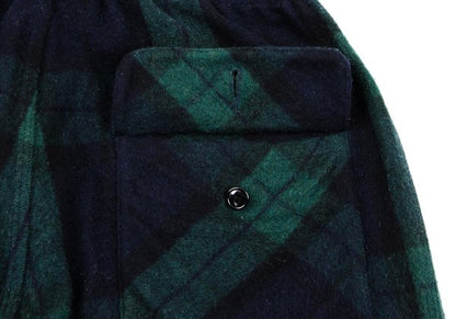 GANRYU Wool Poly Check Bush Pants Green Size S