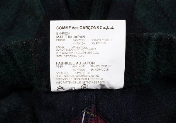 GANRYU Wool Poly Check Bush Pants Green Size S