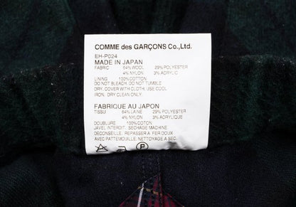GANRYU Wool Poly Check Bush Pants Green Size S