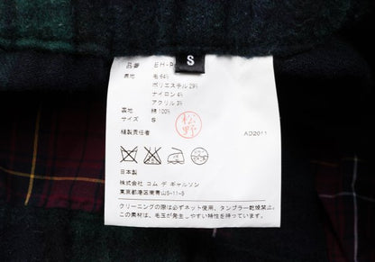 GANRYU Wool Poly Check Bush Pants Green Size S