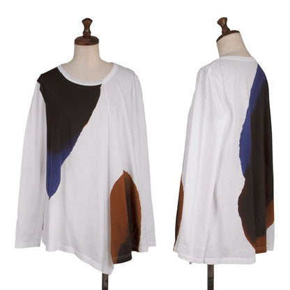 Y's Blurry Print Deformed Long Sleeve Top Multi Size 2