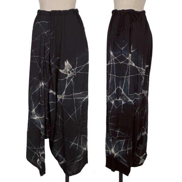Y's Tie-Dye Graphic Print Rayon Sarouel Pants Black Size 1