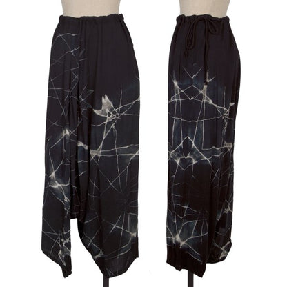 Y's Tie-Dye Graphic Print Rayon Sarouel Pants Black Size 1