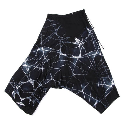 Y's Tie-Dye Graphic Print Rayon Sarouel Pants Black Size 1
