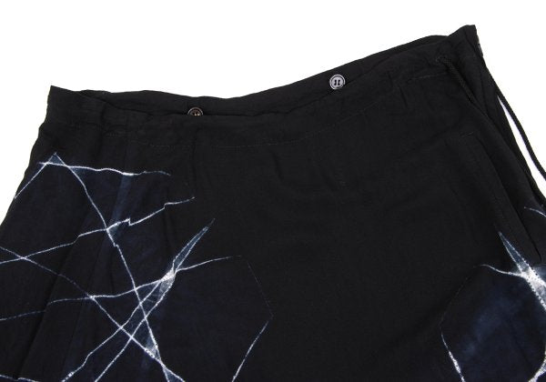 Y's Tie-Dye Graphic Print Rayon Sarouel Pants Black Size 1
