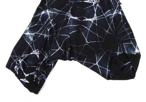 Y's Tie-Dye Graphic Print Rayon Sarouel Pants Black Size 1