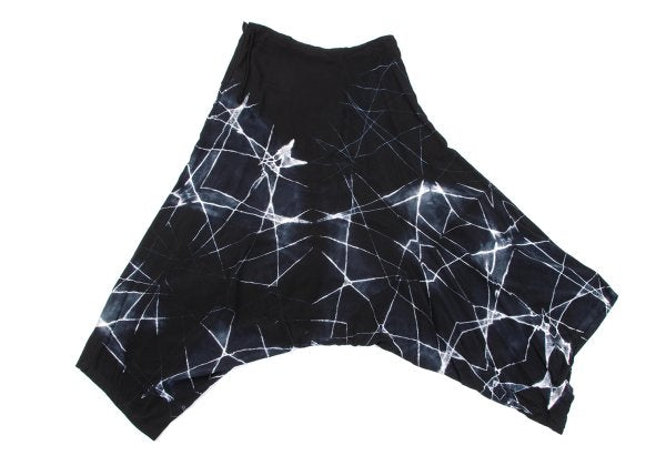 Y's Tie-Dye Graphic Print Rayon Sarouel Pants Black Size 1