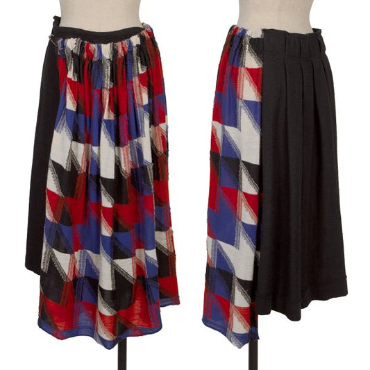 Y's 13AW Geo Jacquard Knit Midi Skirt Black Multi Size 2