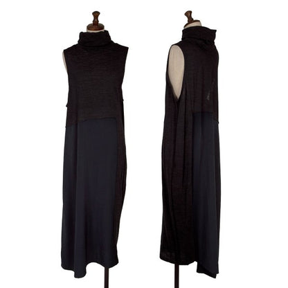 Y's 23AW Knit Crepe De Chine Sleeveless Dress Gray Size 1