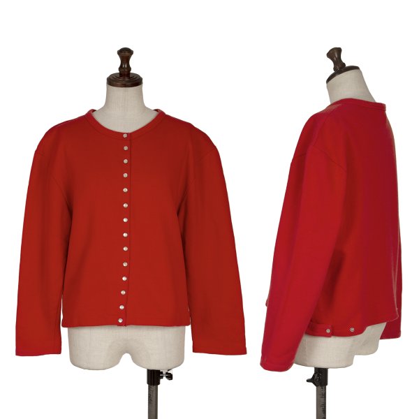 agnes b. Cotton Snap Button Sweat Cardigan Red Sweatshirt Size M