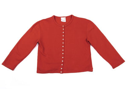 agnes b. Cotton Snap Button Sweat Cardigan Red Sweatshirt Size M