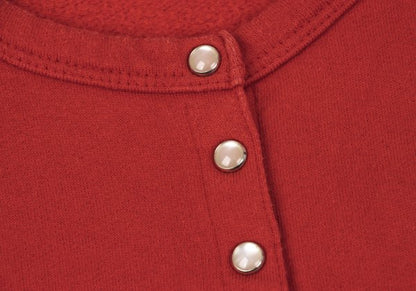 agnes b. Cotton Snap Button Sweat Cardigan Red Sweatshirt Size M