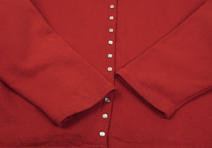 agnes b. Cotton Snap Button Sweat Cardigan Red Sweatshirt Size M