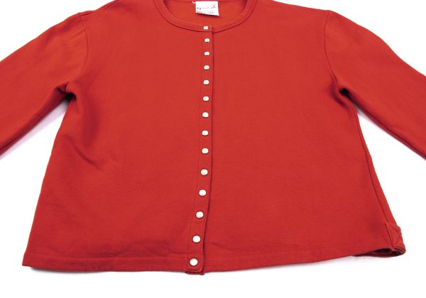 agnes b. Cotton Snap Button Sweat Cardigan Red Sweatshirt Size M