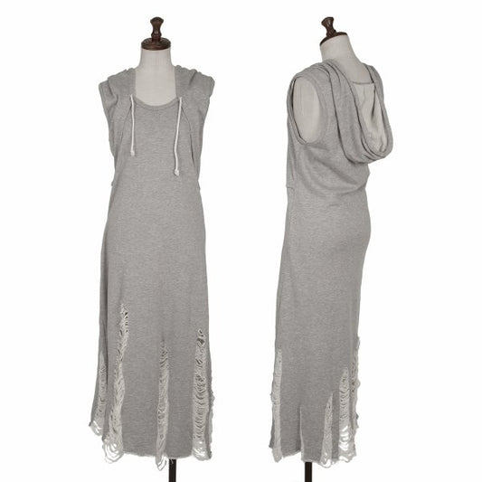 MIHARA YASUHIRO Hem Distressed Sleeveless Dress Gray Size S
