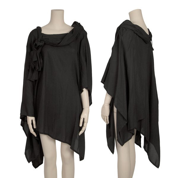 ISSEY MIYAKE 20SS Cotton Stole Neck Poncho Black Size 2