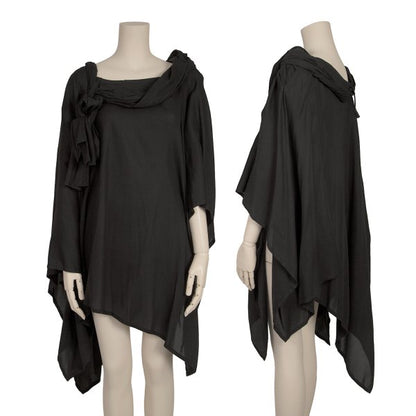 ISSEY MIYAKE 20SS Cotton Stole Neck Poncho Black Size 2