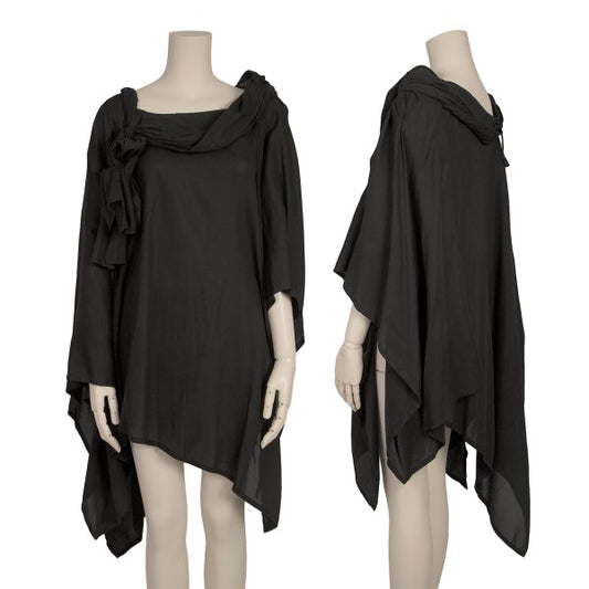 ISSEY MIYAKE 20SS Cotton Stole Neck Poncho Black Size 2
