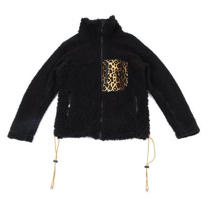 Y-3 Leopard Pocket Boa Fleece Jacket Black Size M