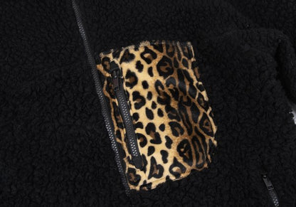 Y-3 Leopard Pocket Boa Fleece Jacket Black Size M