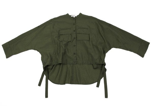 UN3D. Tencel Nylon Back Drape Drawcord Shirt Khaki Size F