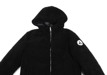 JOTT Reversible Hooded Boa Sleeve Patch Jacket Black Size M