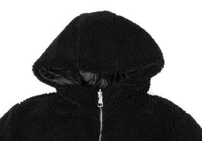JOTT Reversible Hooded Boa Sleeve Patch Jacket Black Size M