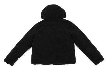 JOTT Reversible Hooded Boa Sleeve Patch Jacket Black Size M