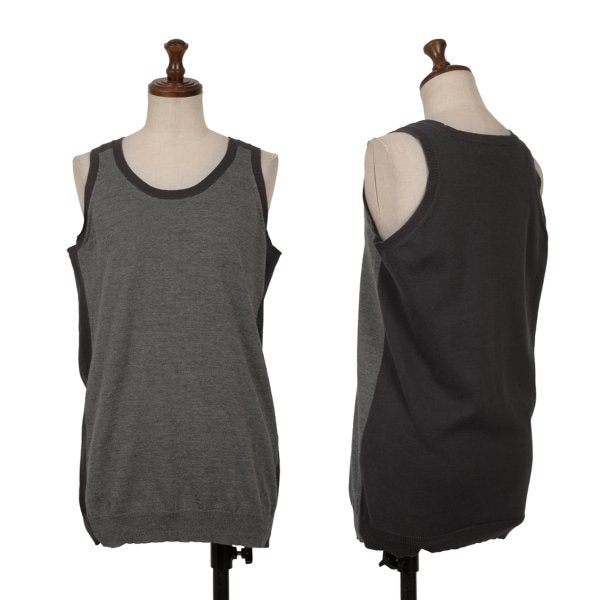 Y's Cotton Wool Paneled Tank Top Gray Size 2
