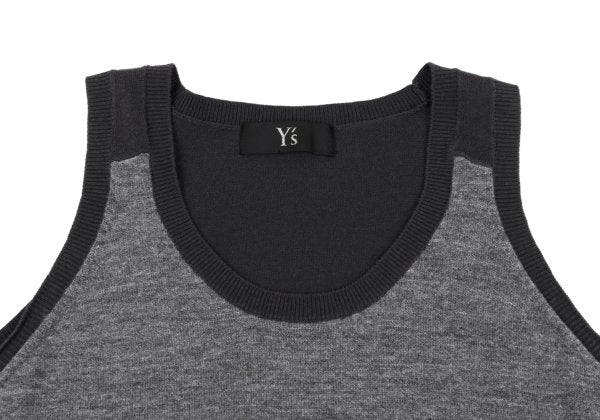 Y's Cotton Wool Paneled Tank Top Gray Size 2