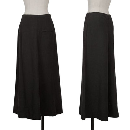 Y's Linen Front Welt Pocket Midi Skirt Black Size 2