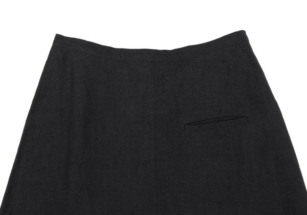 Y's Linen Front Welt Pocket Midi Skirt Black Size 2
