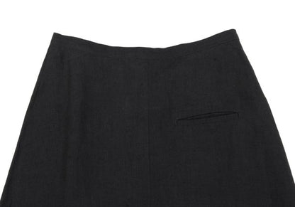 Y's Linen Front Welt Pocket Midi Skirt Black Size 2
