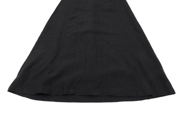Y's Linen Front Welt Pocket Midi Skirt Black Size 2