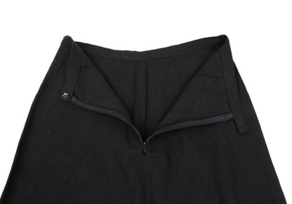 Y's Linen Front Welt Pocket Midi Skirt Black Size 2