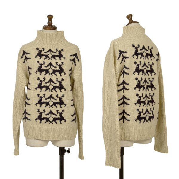 45rpm Wool Nordic Low Gauge High Neck Sweater Beige Size M