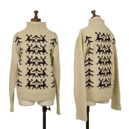 45rpm Wool Nordic Low Gauge High Neck Sweater Beige Size M