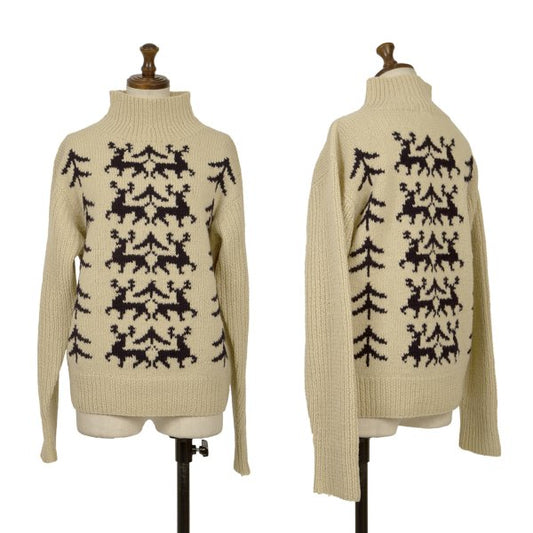 45rpm Wool Nordic Low Gauge High Neck Sweater Beige Size M