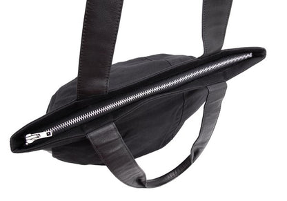Y's Leather Trim Tote Bag Black
