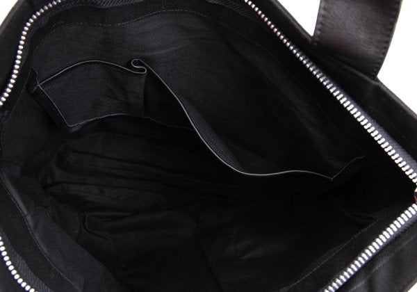 Y's Leather Trim Tote Bag Black