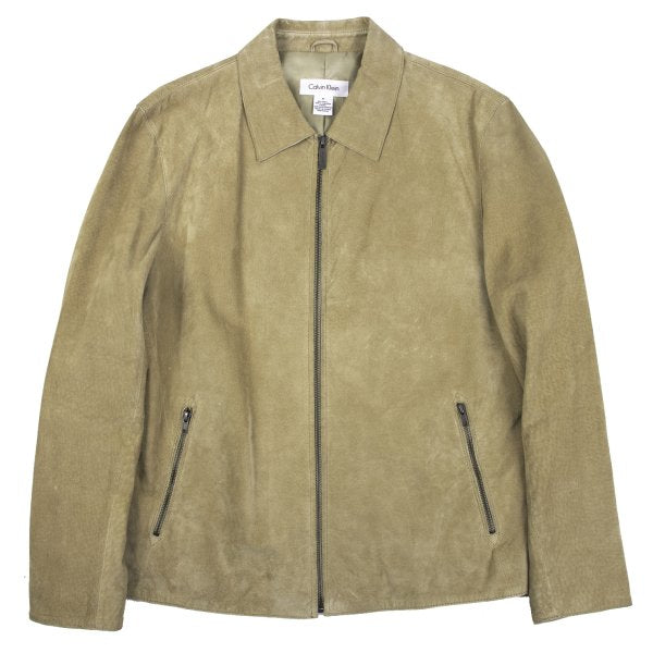 Calvin Klein Leather Jacket Beige Size M