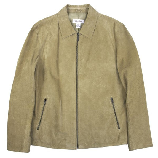 Calvin Klein Leather Jacket Beige Size M