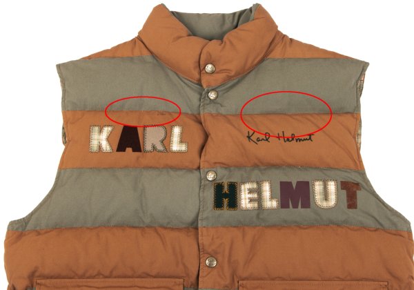 Karl Helmut Cotton Logo Patch Border Down Vest Orange Size M