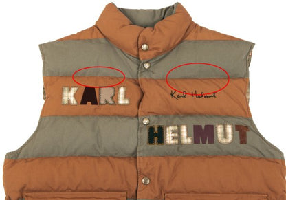Karl Helmut Cotton Logo Patch Border Down Vest Orange Size M
