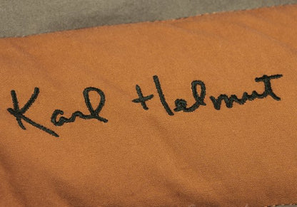 Karl Helmut Cotton Logo Patch Border Down Vest Orange Size M